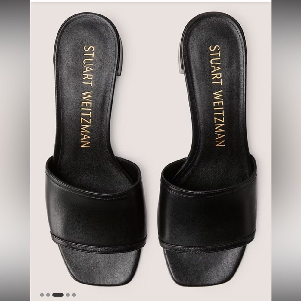 Stuart Weitzman Cayman 35 Block Slide Black Nappa Leather Size 7 NWT - Picture 12 of 14